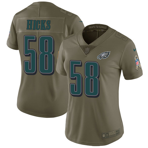 Nike Eagles #58 Jordan Hicks Olive Women's Stitched NFL Limited Salute to Service Jersey
